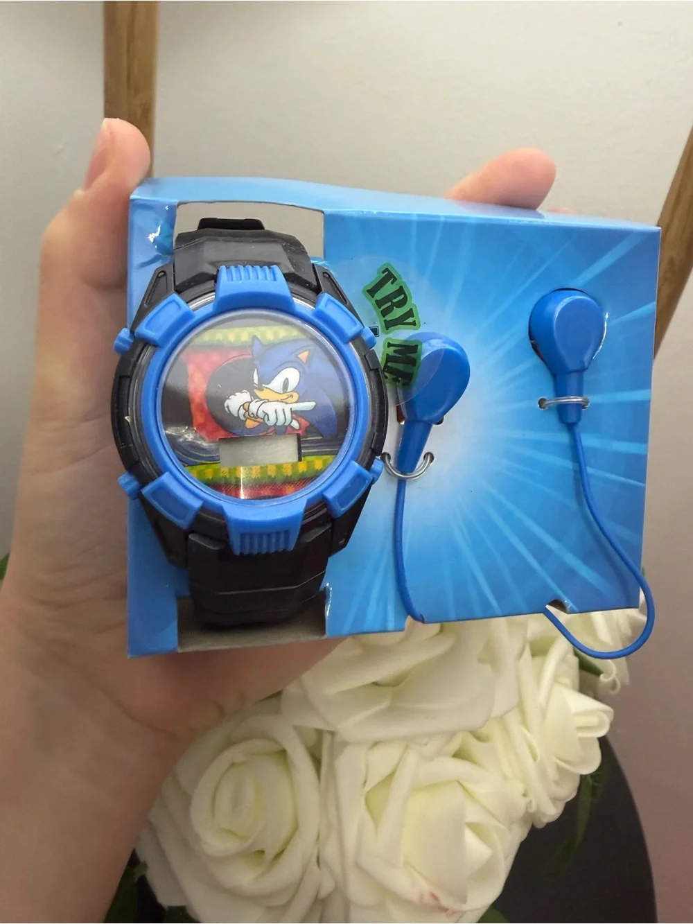 Sonic Kids Blue Digital Watch with Earbuds